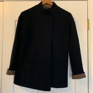 Eileen Fisher Black Wool Unstructured Jacket Size XS